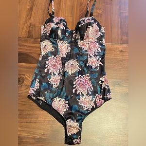 FLEUR DU MAL SATIN FLORAL BODYSUIT